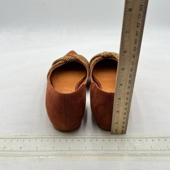 XYD Brown D'Orsay Pointed Toe Flats Rhinestone Bowknot Slip On Dating Dress Shoe - Picture 5 of 8